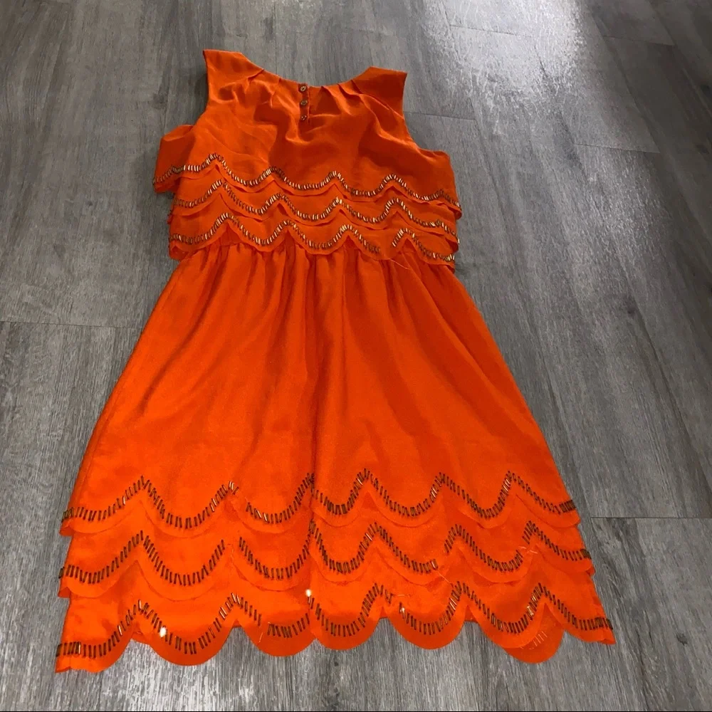 Ted Baker Orange and gold beaded dress